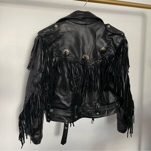 Vintage Western Black fringe leather jacket